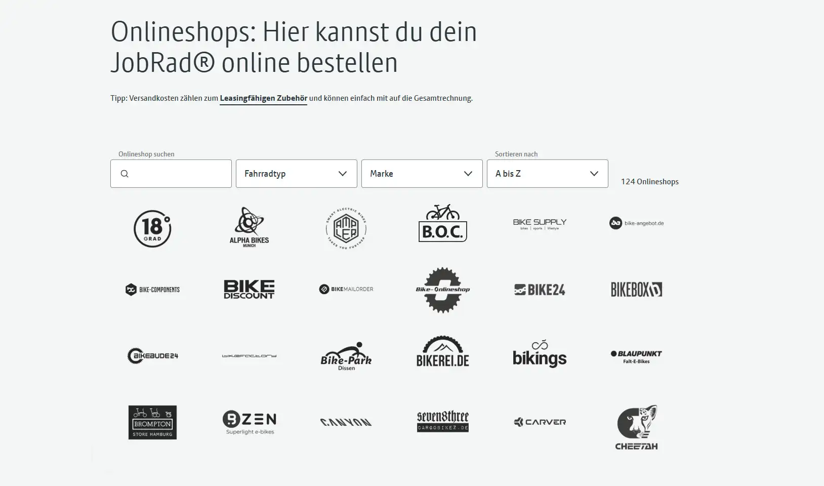 Screenshot der neuen Onlineshopsuche